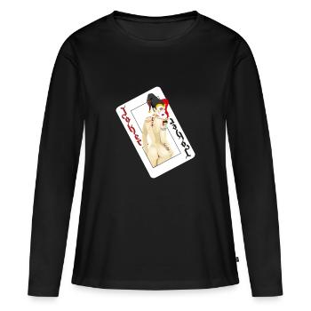 Joker (Deck) - Casino Serie - Frauen Premium Bio Langarmshirt - Schwarz - Vorne - Julia (174cm)