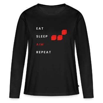 Manger Sommeil Objectif Répéter - T-shirt manches longues Premium bio Femme - noir - Devant - Julia (174cm)