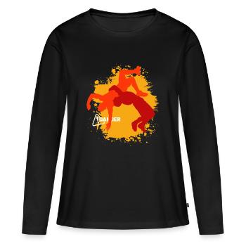 Danger de lutte - T-shirt manches longues Premium bio Femme - noir - Devant - Julia (174cm)