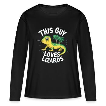 This Guy Loves Lizards - Frauen Premium Bio Langarmshirt - Schwarz - Vorne - Julia (174cm)