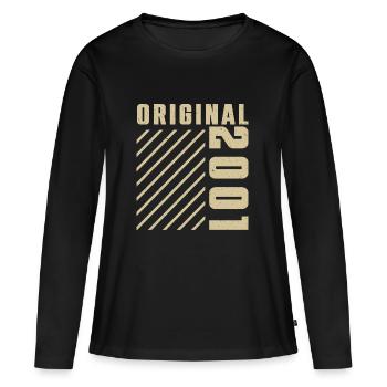 Original 2001 Authentic 2001 Vintage Bursdag - T-shirt manches longues Premium bio Femme - noir - Devant - Julia (174cm)