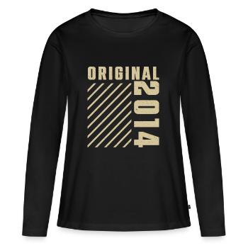 Original 2014 Authentic 2014 Vintage Bursdag - T-shirt manches longues Premium bio Femme - noir - Devant - Julia (174cm)