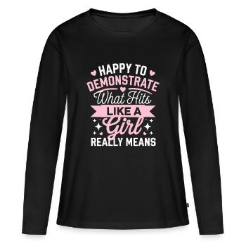 Girl power in martial arts - Women's Premium Organic Long Sleeve Shirt - black - Front - Julia (174cm)