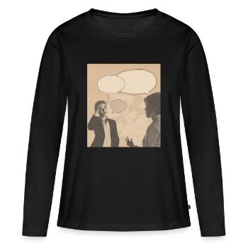 Conversation rétro - T-shirt manches longues Premium bio Femme - noir - Devant - Julia (174cm)