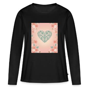 Coeur de fleur - T-shirt manches longues Premium bio Femme - noir - Devant - Julia (174cm)