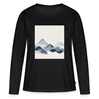 Montagnes abstraites - T-shirt manches longues Premium bio Femme - noir - Devant - Julia (174cm)