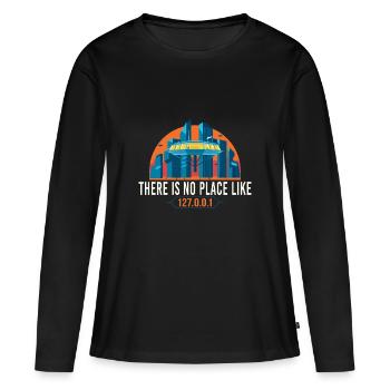 Il n’y a pas d’endroit comme 127.0.0.1 - T-shirt manches longues Premium bio Femme - noir - Devant - Julia (174cm)
