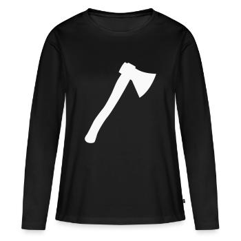 axt - Frauen Premium Bio Langarmshirt - Schwarz - Vorne - Julia (174cm)