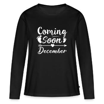 baby coming soon December - Women's Premium Organic Long Sleeve Shirt - black - Front - Julia (174cm)