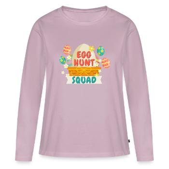 Oeuf de Pâques de l’escouade de chasse aux œufs - T-shirt manches longues Premium bio Femme - rose poudré - Devant - Julia (174cm)