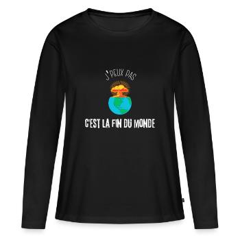 J'peux pas, c'est la fin du monde - T-shirt manches longues Premium bio Femme - noir - Devant - Julia (174cm)