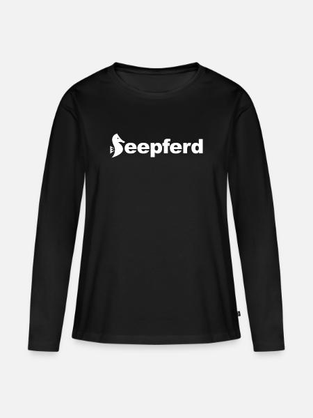 Seepferd - Frauen Premium Bio Langarmshirt - Schwarz