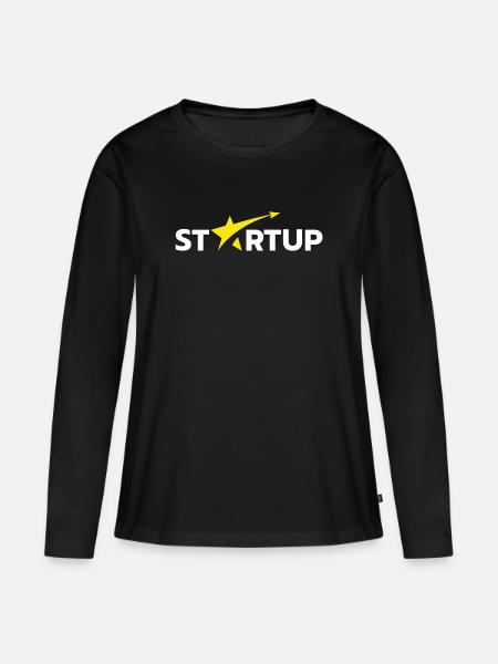 Startup - Frauen Premium Bio Langarmshirt - Schwarz