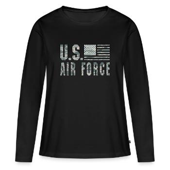 US Air Force - Frauen Premium Bio Langarmshirt - Schwarz - Vorne - Julia (174cm)