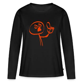 mâle rouge avec doigt d’avertissement - T-shirt manches longues Premium bio Femme - noir - Devant - Julia (174cm)