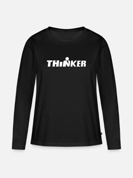 Thinker - Frauen Premium Bio Langarmshirt - Schwarz