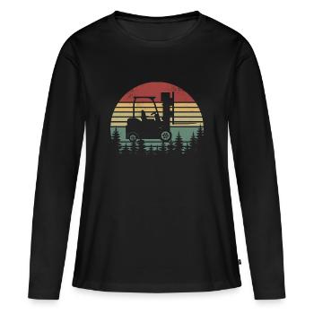 Funny Forklift Driver Art - Forklift Operator - T-shirt manches longues Premium bio Femme - noir - Devant - Julia (174cm)