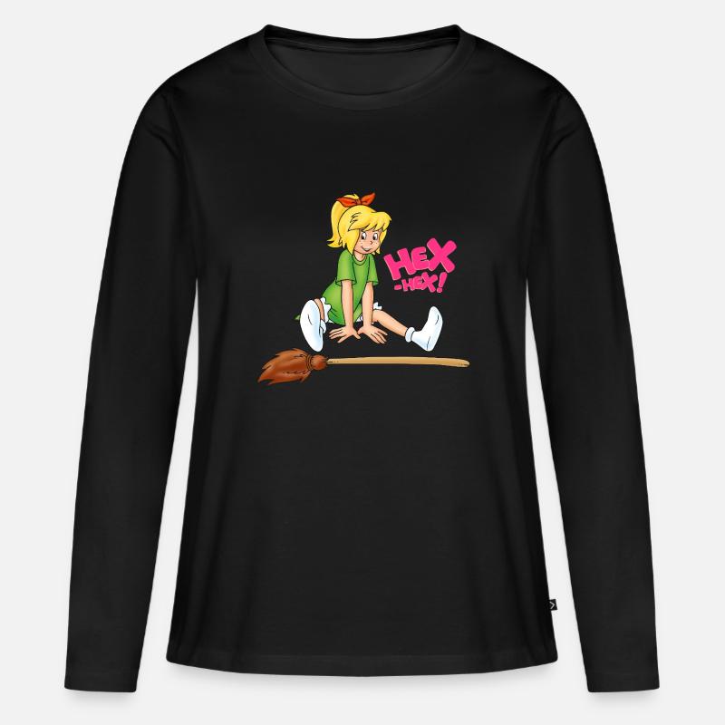 Bibi Blocksberg sitzend mit Kartoffelbrei HEX-HEX! - Frauen Premium Bio Langarmshirt - Schwarz
