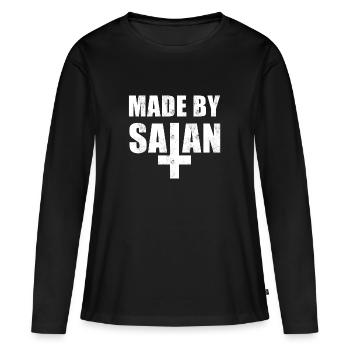 Fabriqué par Satan - T-shirt manches longues Premium bio Femme - noir - Devant - Julia (174cm)
