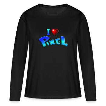 Ich liebe Pixel - Frauen Premium Bio Langarmshirt - Schwarz - Vorne - Julia (174cm)