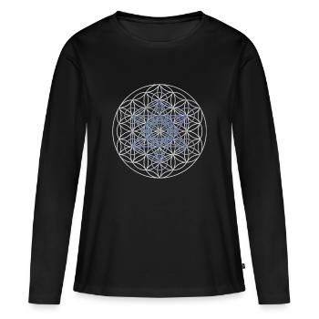 Le cube de Metatron - Fleur de la vie - T-shirt manches longues Premium bio Femme - noir - Devant - Julia (174cm)