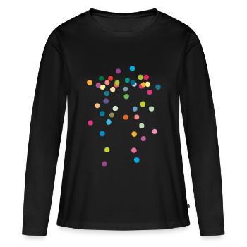 Happy Confetti Power Love - Frauen Premium Bio Langarmshirt - Schwarz - Vorne - Julia (174cm)
