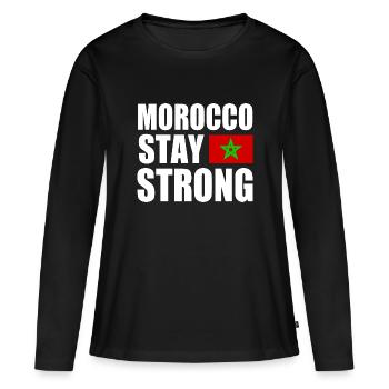 Morocco stay strong - T-shirt manches longues Premium bio Femme - noir - Devant - Julia (174cm)