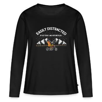 Hot Dog Moto MotoCycliste Biker Cadeau - T-shirt manches longues Premium bio Femme - noir - Devant - Julia (174cm)