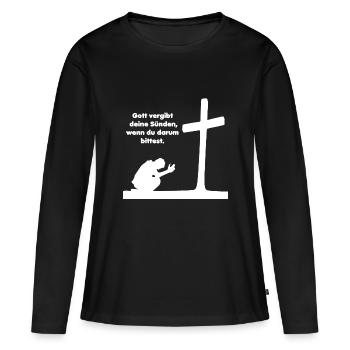 Vergebung Jesus Christus - Frauen Premium Bio Langarmshirt - Schwarz - Vorne - Julia (174cm)