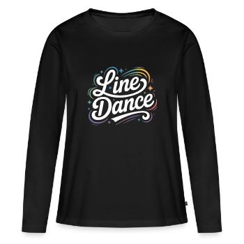 Line Dance mein Hobby - meine Passion - mein Ding - Frauen Premium Bio Langarmshirt - Schwarz - Vorne - Julia (174cm)