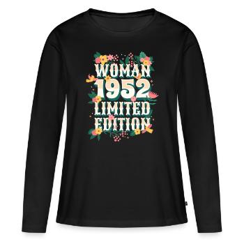 Birthday Woman born in 1952 Woman 70 years - Women's Premium Organic Long Sleeve Shirt - black - Front - Julia (174cm)