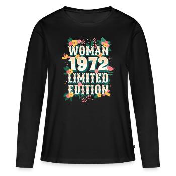 Birthday Woman born in 1972 Woman 50 years - Women's Premium Organic Long Sleeve Shirt - black - Front - Julia (174cm)