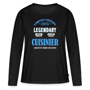 CUISINIER BEST-SELLER 🌟🌟 - T-shirt manches longues Premium bio Femme - noir - Devant - Julia (174cm)