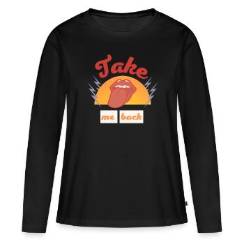 Take me back - Frauen Premium Bio Langarmshirt - Schwarz - Vorne - Julia (174cm)