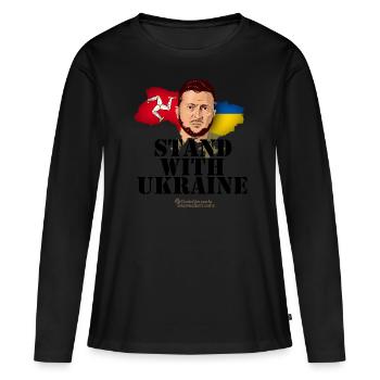 Ukraine Île de Man - T-shirt manches longues Premium bio Femme - noir - Devant - Julia (174cm)
