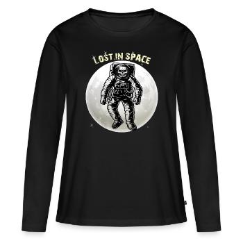 Perdus dans l’espace - T-shirt manches longues Premium bio Femme - noir - Devant - Julia (174cm)