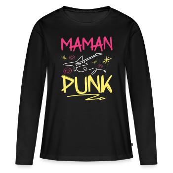 Maman Punk Rock - T-shirt manches longues Premium bio Femme - noir - Devant - Julia (174cm)