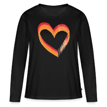 Herz der Farbe - Frauen Premium Bio Langarmshirt - Schwarz - Vorne - Julia (174cm)
