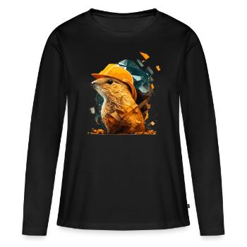 Cet spermophile est pour la sécurité au travail avec casque - T-shirt manches longues Premium bio Femme - noir - Devant - Julia (174cm)