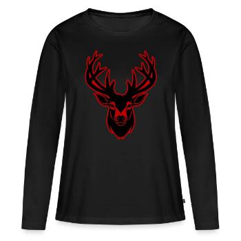 Tête de silhouette de cerf - T-shirt manches longues Premium bio Femme - noir - Devant - Julia (174cm)