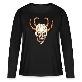Crâne de démon - T-shirt manches longues Premium bio Femme - noir - Devant - Julia (174cm)