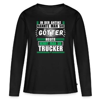 Götter in der Antike. Heute Götter in der Antike. - Frauen Premium Bio Langarmshirt - Schwarz - Vorne - Julia (174cm)