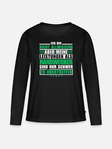 Unübertroffene Leistung als Handwerker - Frauen Premium Bio Langarmshirt - Schwarz