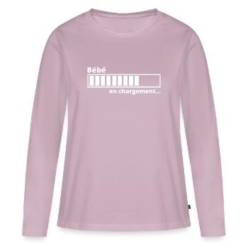 Bébé en chargement. Cadeau Annonce Grossesse - T-shirt manches longues Premium bio Femme - rose poudré - Devant - Julia (174cm)