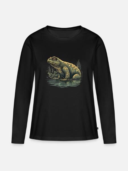 Kröte Amphibien - Frauen Premium Bio Langarmshirt - Schwarz