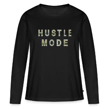 Hustle Mode Dollar Bill Texture Inspiration - Frauen Premium Bio Langarmshirt - Schwarz - Vorne - Julia (174cm)