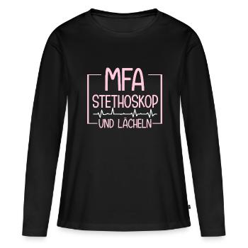 MFA Stethoscope & Smile Medical - Women's Premium Organic Long Sleeve Shirt - black - Front - Julia (174cm)