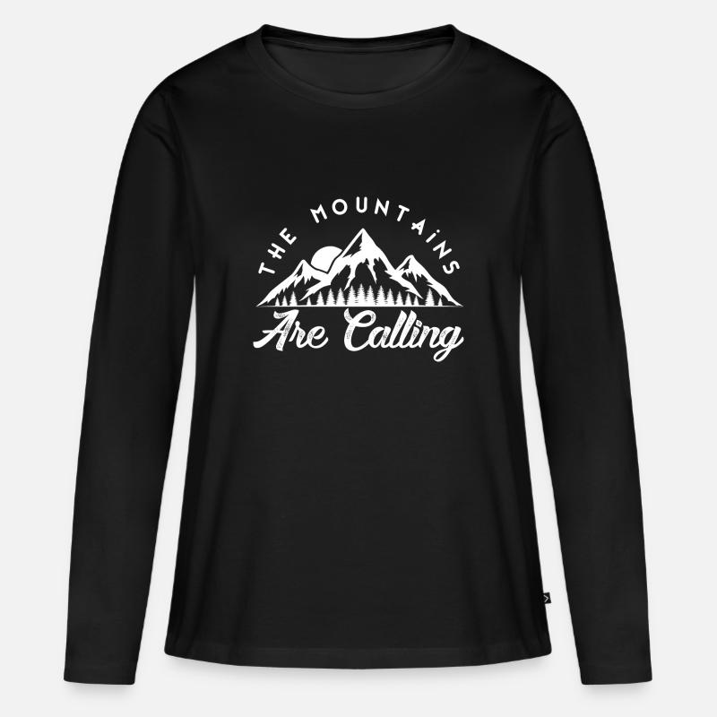 Der Berg ruft - Frauen Premium Bio Langarmshirt - Schwarz