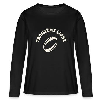 rugby position troisième ligne - T-shirt manches longues Premium bio Femme - noir - Devant - Julia (174cm)