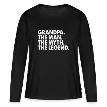 Super Opa. Der Mann. Der Mythos.The Legend.Birthday - Frauen Premium Bio Langarmshirt - Schwarz - Vorne - Julia (174cm)